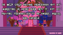 Size: 500x281 | Tagged: safe, edit, screencap, princess cadance, princess celestia, princess luna, g4, feminism is magic, meta, text