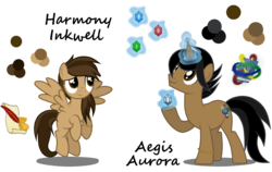 Size: 7450x4700 | Tagged: safe, artist:junkiesnewb, oc, oc only, oc:aegis aurora, oc:harmony inkwell, pegasus, pony, unicorn, absurd resolution, cutie mark, duo, gem, harmogis, ring