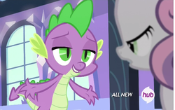 Size: 559x351 | Tagged: safe, screencap, spike, sweetie belle, equestria games (episode), g4, hub logo