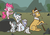 Size: 500x346 | Tagged: safe, artist:egophiliac, cloudy quartz, igneous rock pie, limestone pie, marble pie, pinkie pie, earth pony, pony, slice of pony life, g4, family, female, filly, filly limestone pie, filly marble pie, filly pinkie pie, male, mare, pie family, pie sisters, ship:quartzrock, siblings, sisters, stallion, younger