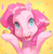 Size: 685x702 | Tagged: safe, artist:tonito, pinkie pie, g4, female, looking at you, pinkie's silly face, pixiv, solo