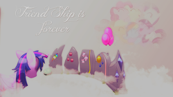 Size: 1280x720 | Tagged: safe, artist:candi13, artist:oddwarg, applejack, fluttershy, pinkie pie, rainbow dash, rarity, tank, twilight sparkle, alicorn, pony, g4, balloon, feels, female, gravestone, group hug, immortality blues, implied death, mane six, mare, misspelling, sad, solo, twilight sparkle (alicorn), twilight will outlive her friends, vector