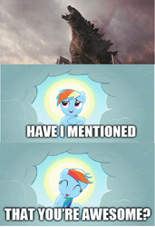 Size: 501x731 | Tagged: safe, rainbow dash, kaiju, g4, godzilla, godzilla (series), godzilla 2014, roar