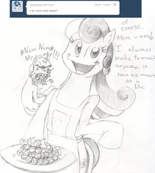 Size: 900x998 | Tagged: safe, artist:cheasyman, bon bon, lyra heartstrings, sweetie drops, earth pony, pony, ask housewife bonbon, g4, ask, female, housewife, lineart, mare, monochrome, traditional art, tumblr