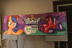 Size: 1280x853 | Tagged: safe, oc, oc only, banner, brony fan fair, brony fan fair 2012, car, convention, irl, ponykart, video game