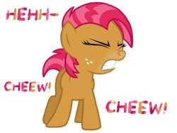 Size: 2048x1536 | Tagged: safe, artist:proponypal, babs seed, earth pony, pony, g4, female, fetish, filly, foal, mucus, nostrils, simple background, sneezing, sneezing fetish, snot, solo, spray, transparent background