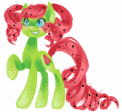 Size: 797x729 | Tagged: safe, artist:platinumpoinsetta, oc, oc only, oc:watermelon fizz, solo