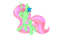 Size: 3507x2480 | Tagged: safe, artist:pumpkinkikile, oc, oc only, oc:eva, alicorn, pony, alicorn oc, eyes closed, flower, high res, solo