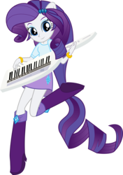 Size: 2112x3000 | Tagged: safe, artist:katequantum, rarity, equestria girls, g4, my little pony equestria girls: rainbow rocks, player piano, boots, clothes, female, high res, keytar, musical instrument, ponied up, shoes, simple background, skirt, solo, transparent background, vector