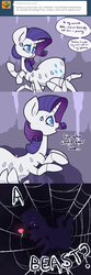 Size: 1200x3600 | Tagged: safe, artist:otterlore, rarity, drider, monster pony, original species, spider, spiderpony, g4, ask, cave, comic, crying, female, glowing, romance, rose, sad, silhouette, solo, species swap, spider web, spiderponyrarity, tumblr