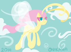 Size: 544x399 | Tagged: safe, artist:onikashi, fluttershy, breezie, g4, it ain't easy being breezies, female, solo