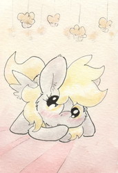 Size: 675x989 | Tagged: safe, artist:slightlyshade, derpy hooves, pegasus, pony, g4, blushing, female, mare, muffin, solo, traditional art