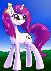 Size: 1300x1800 | Tagged: safe, artist:nekokevin, oc, oc only, pony, unicorn, bow, female, hair bow, mare, solo