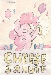 Size: 675x989 | Tagged: safe, artist:slightlyshade, boneless, pinkie pie, g4, balloon, female, solo, traditional art