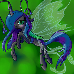 Size: 720x720 | Tagged: dead source, safe, artist:zahruna, queen chrysalis, breezie, g4, breeziefied, female, solo