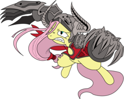 Size: 1783x1416 | Tagged: safe, artist:fluttershy750, fluttershy, g4, armor, badass, cosplay, crossover, female, flutterbadass, league of legends, shyvana, simple background, solo, transparent background