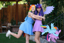 Size: 750x500 | Tagged: safe, rainbow dash, twilight sparkle, human, g4, cosplay, irl, irl human, photo, twilight sparkle (alicorn)