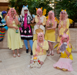 Size: 1600x1559 | Tagged: safe, artist:bip-bebop, fluttershy, photo finish, human, g4, cosplay, irl, irl human, photo