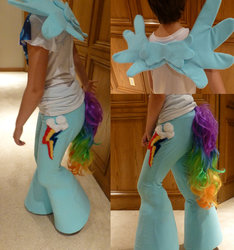 Size: 600x640 | Tagged: safe, artist:thunderscry, rainbow dash, human, satyr, g4, cosplay, craft, irl, irl human, photo, satyrized, solo, wip