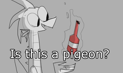 Size: 629x373 | Tagged: safe, artist:vanripper, spike, fanfic:like fine wine, g4, fanfic, is this a pigeon, male, meme, older, older spike, reaction image, solo