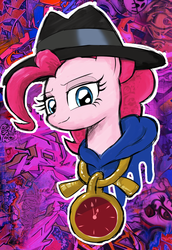 Size: 800x1163 | Tagged: safe, artist:momo, pinkie pie, g4, clothes, cute, diapinkes, female, hat, hoodie, lidded eyes, looking at you, portrait, rapper pie, smirk, solo