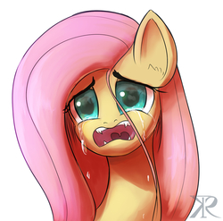 Size: 1280x1264 | Tagged: safe, artist:grissaecrim, fluttershy, g4, crying, fangs, female, sad, solo