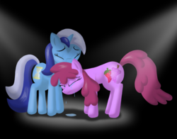 Size: 2557x2000 | Tagged: safe, artist:goldenmercurydragon, berry punch, berryshine, minuette, earth pony, pony, unicorn, g4, crying, high res, sad