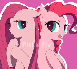 Size: 725x650 | Tagged: safe, artist:minomushi_64, pinkie pie, g4, duality, female, pinkamena diane pie, pixiv, solo