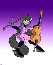 Size: 1497x1847 | Tagged: safe, artist:mofetafrombrooklyn, octavia melody, earth pony, anthro, g4, cello, female, musical instrument, solo, zero suit