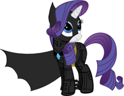 Size: 400x311 | Tagged: safe, artist:gojihunter31, rarity, g4, armor, armorarity, batman, batmare, bodysuit, cape, clothes, crossover, dc comics, female, looking back, simple background, smiling, solo, transparent background, vector