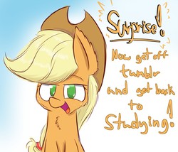 Size: 935x800 | Tagged: safe, artist:heir-of-rick, applejack, g4, dialogue, female, impossibly large ears, solo, study, tumblr