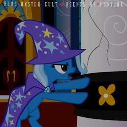 Size: 900x900 | Tagged: safe, artist:kawshee, trixie, pony, unicorn, g4, album cover, blue oyster cult, blue öyster cult, female, mare, parody, rock (music), solo