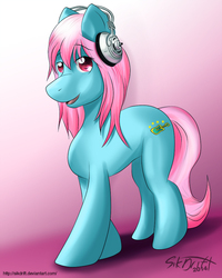 Size: 800x1000 | Tagged: safe, artist:sikdrift, pony, headphones, nitroplus, ponified, solo, super sonico