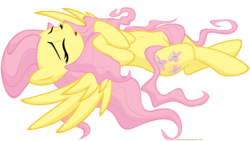 Size: 5000x2813 | Tagged: safe, artist:illuminatiums, fluttershy, g4, female, on back, show accurate, simple background, solo, transparent background, vector