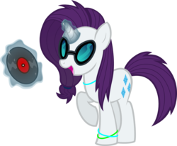 Size: 1453x1196 | Tagged: safe, artist:shinypikachu25, dj pon-3, rarity, vinyl scratch, g4, alternate hairstyle, female, glasses, magic, solo