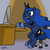 Size: 1000x1000 | Tagged: safe, artist:gamesadict, princess luna, gamer luna, g4, bucktooth, chair, computer, counter-strike, desk, female, frown, glare, hoof hold, sitting, solo