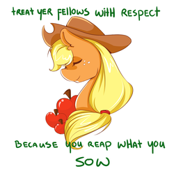 Size: 2723x2669 | Tagged: safe, artist:rubyrue, applejack, g4, bust, eyes closed, female, high res, mouthpiece, positive message, positive ponies, solo