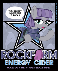 Size: 600x739 | Tagged: safe, artist:pixelkitties, boulder (g4), maud pie, earth pony, pony, g4, energy drink, female, looking at you, rockstar, solo, speech bubble