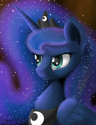 Size: 1280x1656 | Tagged: safe, artist:niegelvonwolf, princess luna, g4, chest fluff, female, portrait, solo