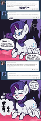 Size: 602x1776 | Tagged: safe, artist:otterlore, rarity, spike, drider, monster pony, original species, spider, spiderpony, g4, ask, blushing, cave, comic, cute, shipping denied, silhouette, species swap, speech bubble, spiderponyrarity, stalactite, thought bubble, tumblr