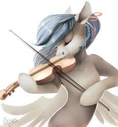 Size: 3280x3536 | Tagged: safe, artist:casynuf, oc, oc only, pegasus, pony, eyes closed, high res, musical instrument, solo, violin