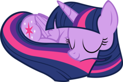 Size: 1249x833 | Tagged: safe, artist:zacatron94, twilight sparkle, alicorn, pony, g4, behaving like a cat, curled up, cute, daaaaaaaaaaaw, eyes closed, female, hnnng, mare, prone, simple background, sleeping, smiling, solo, tail pillow, transparent background, twiabetes, twilight cat, twilight sparkle (alicorn), vector, weapons-grade cute