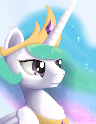 Size: 1280x1656 | Tagged: safe, artist:niegelvonwolf, princess celestia, g4, bust, female, smiling, solo