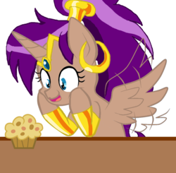 Size: 902x885 | Tagged: safe, artist:flammeofficial, alicorn, pony, crossover, muffin, ponified, shantae, shantae (character), solo