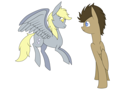 Size: 1024x759 | Tagged: safe, artist:necro1337, derpy hooves, doctor whooves, time turner, pegasus, pony, g4, female, mare