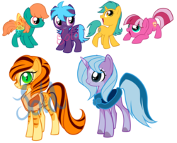 Size: 600x484 | Tagged: safe, artist:sakuyamon, oc, oc only, earth pony, flutter pony, pegasus, pony, unicorn, adoptable