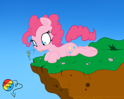 Size: 1886x1500 | Tagged: safe, artist:dfectivedvice, artist:lali-the-bunny, pinkie pie, g4, cliff, colored, female, prone, solo