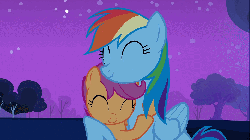 Size: 960x540 | Tagged: safe, edit, screencap, rainbow dash, scootaloo, g4, sleepless in ponyville, animated, female
