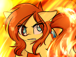 Size: 1600x1200 | Tagged: safe, artist:sugarberry, oc, oc only, oc:firefox, pony, angry, browser ponies, fire, firefox, ponified, solo