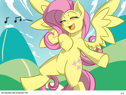 Size: 1900x1425 | Tagged: safe, artist:the-unicorn-lord, fluttershy, g4, female, singing, solo, underhoof